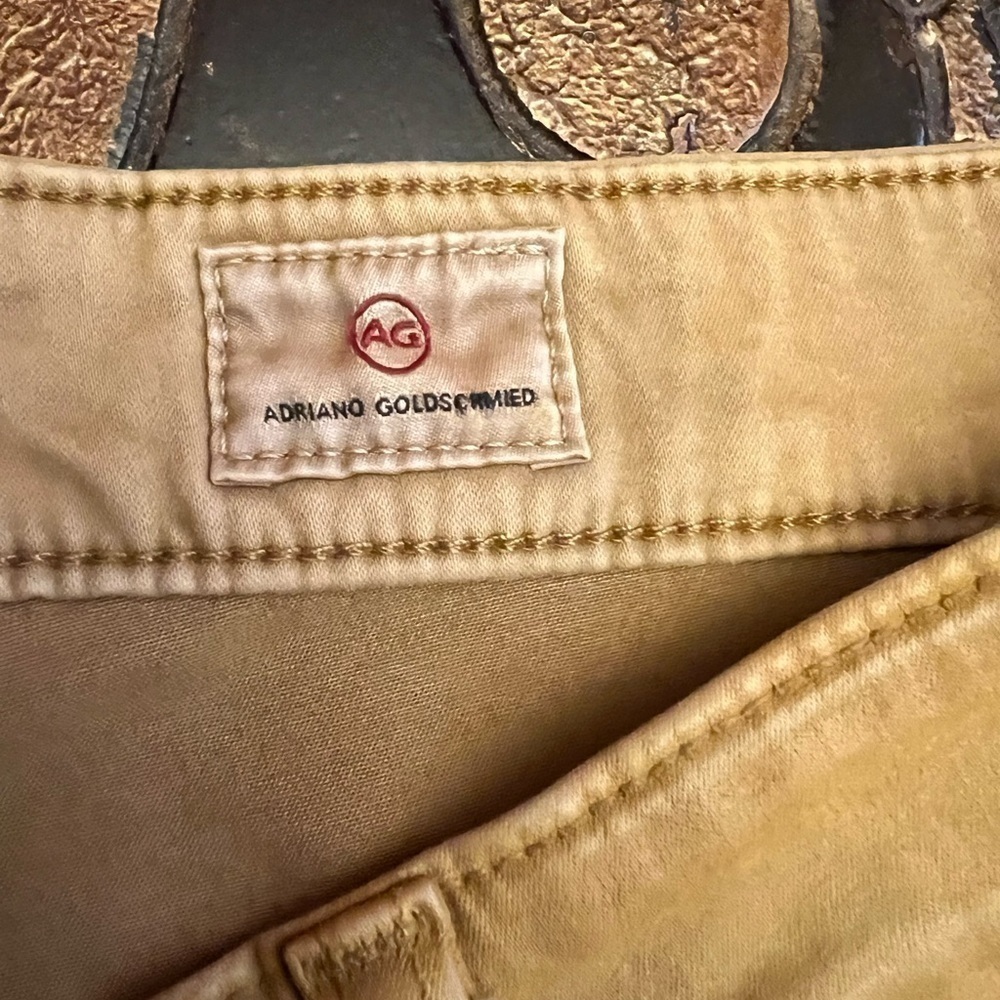 AG the quinne coated high waisted crop flare jean mustard yellow size 31 - Picture 10 of 13